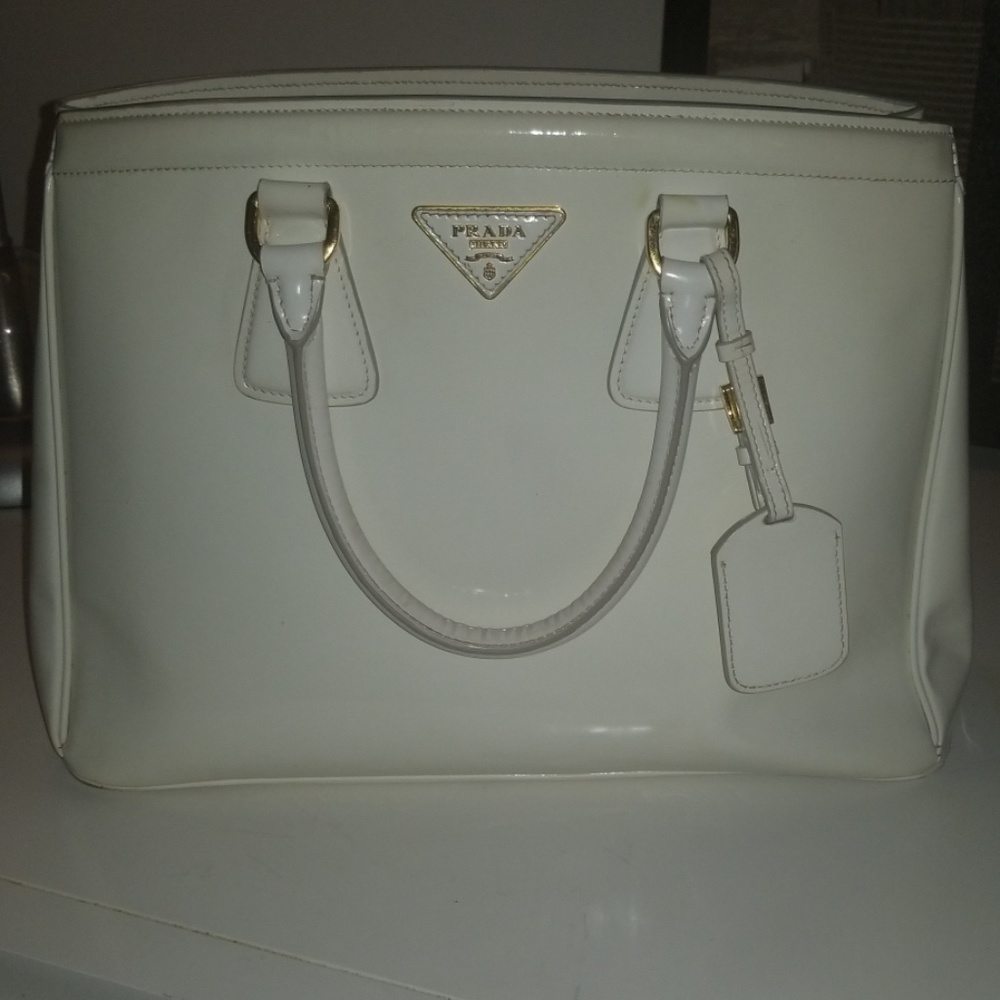 PRADA ALL WHITE SHiny leATHER